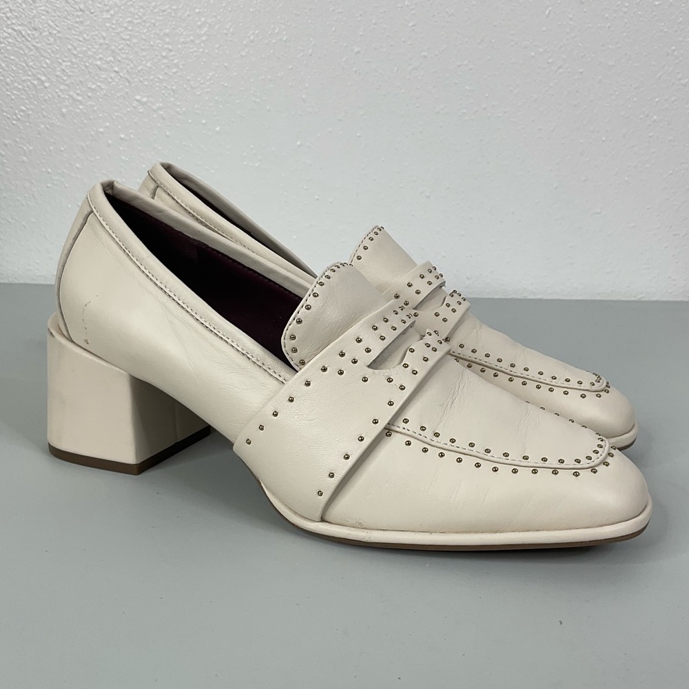 Aerosoles Ardore Studded White Leather Loafer Size 9‎
